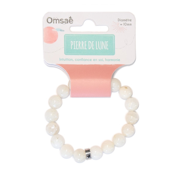 Bracelet Pierre de Lune Perles rondes 10 mm