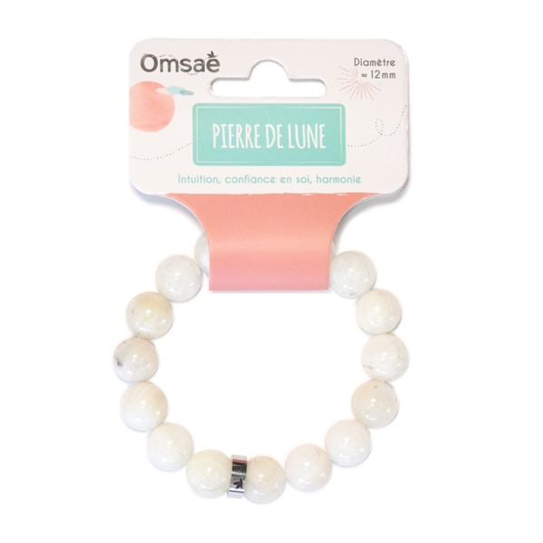 Bracelet Pierre de Lune Perles rondes 12 mm