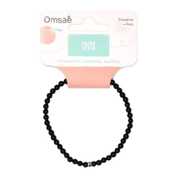 Bracelet Onyx Perles rondes 4 mm