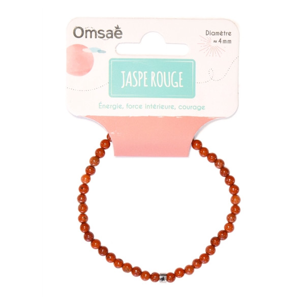 Bracelet Jaspe Rouge Perles rondes 4 mm