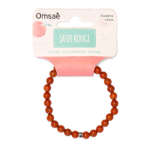 Bracelet Jaspe Rouge Perles rondes 6 mm
