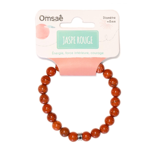 Bracelet Jaspe Rouge Perles rondes 8 mm