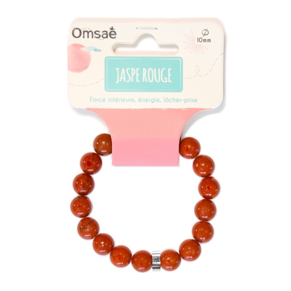Bracelet Jaspe Rouge Perles rondes 10 mm