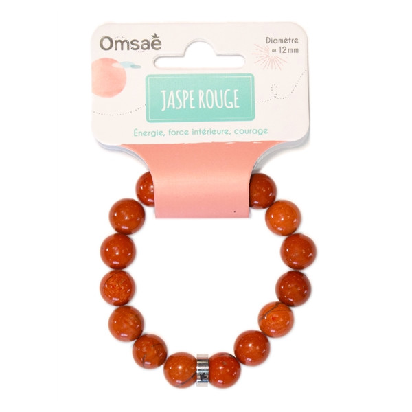 Bracelet Jaspe Rouge Perles rondes 12 mm