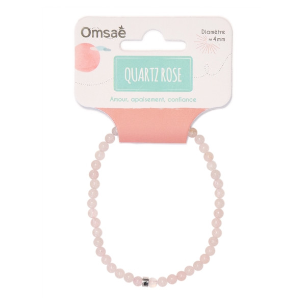 Bracelet Quartz Rose Perles rondes 4 mm