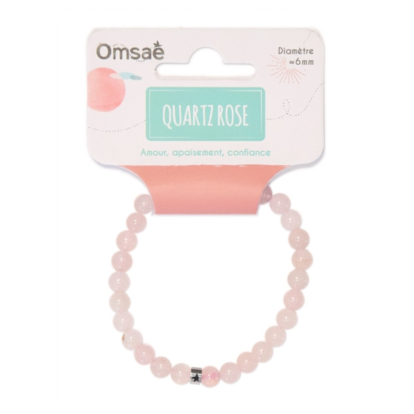 Bracelet Quartz Rose Perles rondes 6 mm