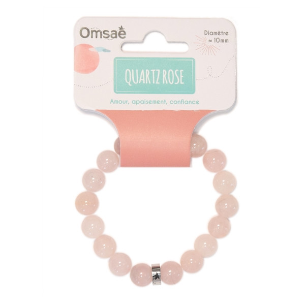Bracelet Quartz Rose Perles rondes 10 mm