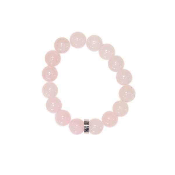 Bracelet Quartz Rose Perles rondes 12 mm