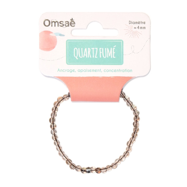 Bracelet Quartz Fumé Perles rondes 4 mm