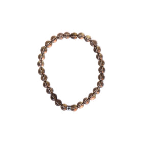 Bracelet Quartz Fumé Perles rondes 6 mm