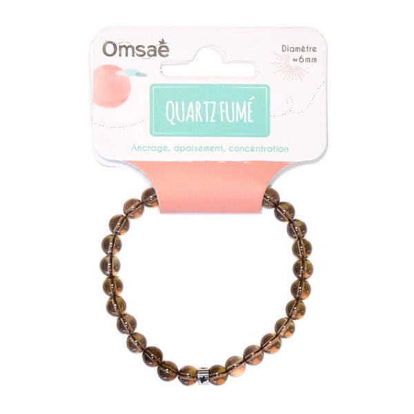 Bracelet Quartz Fumé Perles rondes 6 mm