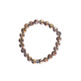 Bracelet Quartz Fumé Perles rondes 8 mm