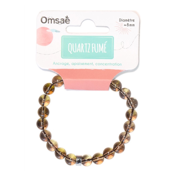Bracelet Quartz Fumé Perles rondes 8 mm
