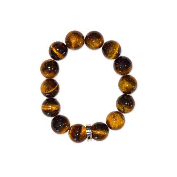 Bracelet Oeil de Tigre Perles rondes 14 mm