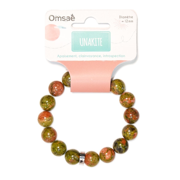 Bracelet Unakite Perles rondes 12 mm