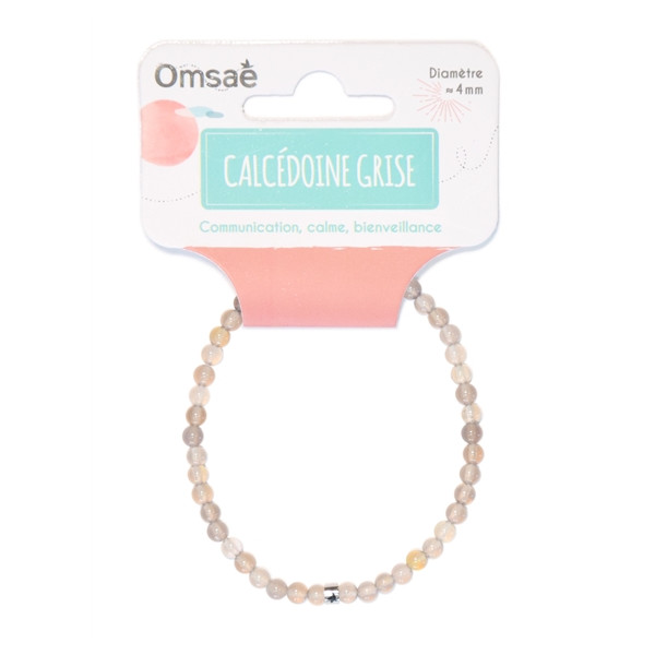 Bracelet Calcédoine Grise Perles Rondes 4 mm