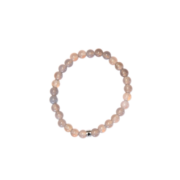 Bracelet Calcédoine Grise Perles Rondes 6 mm