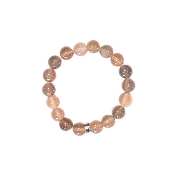 Bracelet Calcédoine Grise Perles Rondes 10 mm