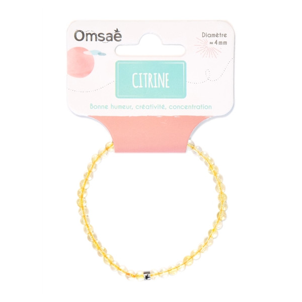 Bracelet Citrine Perles rondes 4 mm