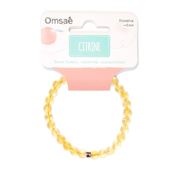 Bracelet Citrine Perles rondes 6 mm