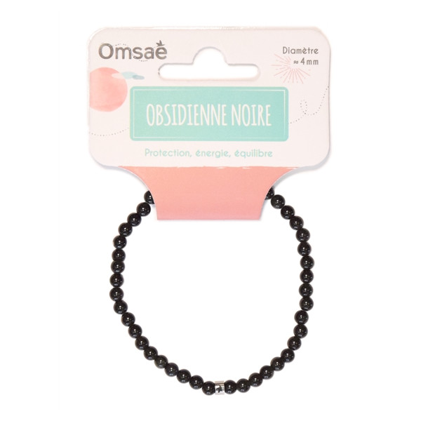 Bracelet Obsidienne Noire Perles rondes 4 mm