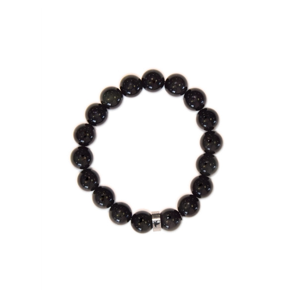 Bracelet Obsidienne Noire Perles rondes 10 mm