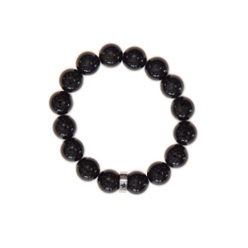 Bracelet Obsidienne Noire Perles rondes 12 mm