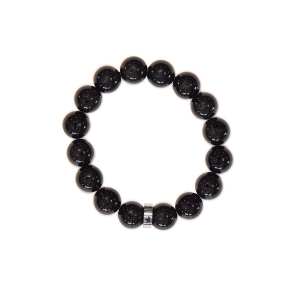 Bracelet Obsidienne Noire Perles rondes 12 mm