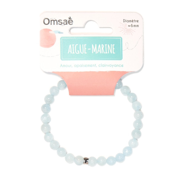 Bracelet Aigue-Marine Perles rondes 6 mm