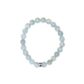 Bracelet Aigue-Marine Perles rondes 8 mm