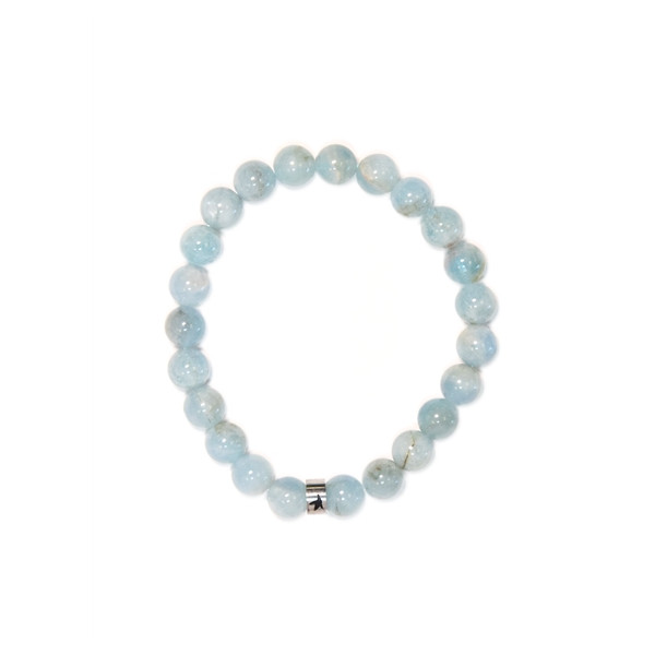 Bracelet Aigue-Marine Perles rondes 8 mm