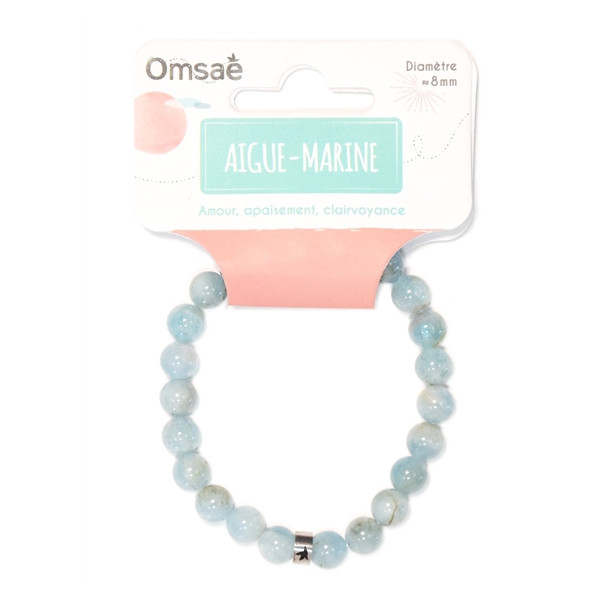 Bracelet Aigue-Marine Perles rondes 8 mm