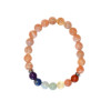 Bracelet 7 Chakras Pierre de soleil Perles rondes 8 mm