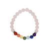 Bracelet 7 Chakras Quartz rose Perles rondes 8 mm