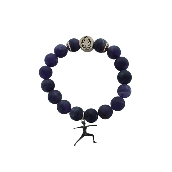 Bracelet Améthyste Perles rondes 10 mm Breloque Yoga Guerrier