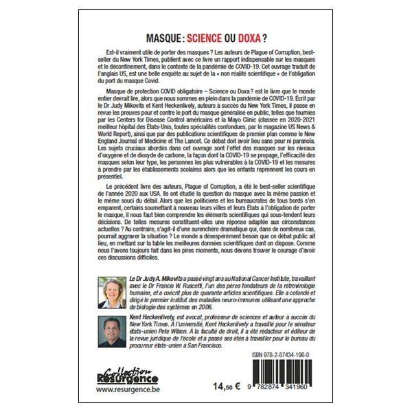 Masque protection Covid obligatoire - Science ou Doxa ? Quelles justifications scientifiques ?