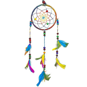 Capteur de rêves en chanvre arc en ciel S -- 11x25 cm