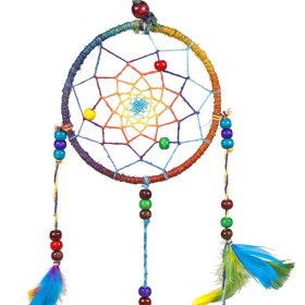 Capteur de rêves en chanvre arc en ciel S -- 11x25 cm