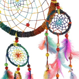 Capteur de rêves en chanvre arc en ciel L -- 20x50 cm