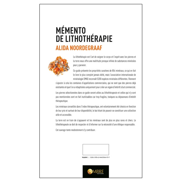 Mémento de lithothérapie - Plus de 850 minéraux et index thérapeutique de 400 troubles