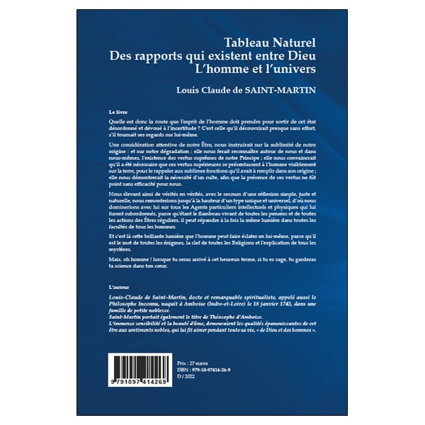 Tableau naturel des rapports qui existent entre Dieu l'homme et l'univers
