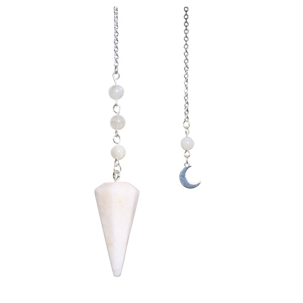 Pendule Hexagonal en Pierre de lune et charm Lune
