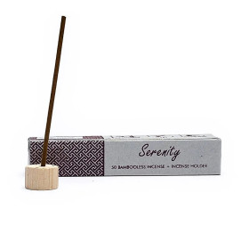 Emballé par 12, Encens aux herbes sans bambou avec support Serenity -- 34 g