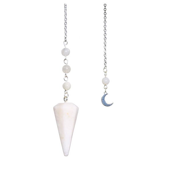 Pendule Hexagonal en Pierre de lune et charm Lune