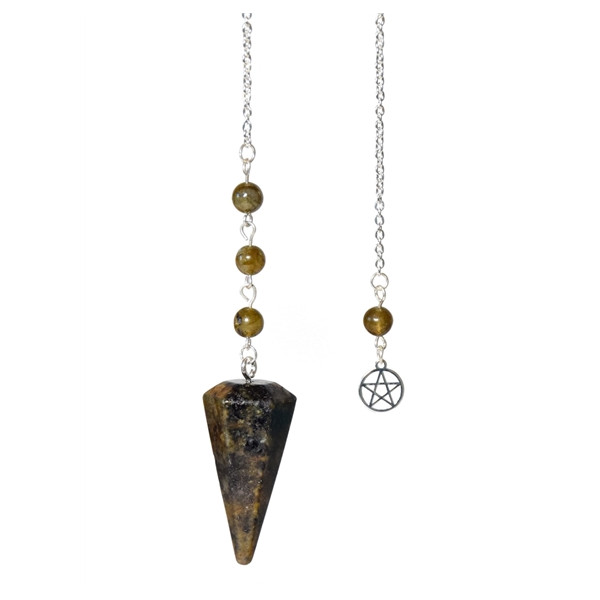 Pendule Hexagonal en Labradorite et charm Pentacle