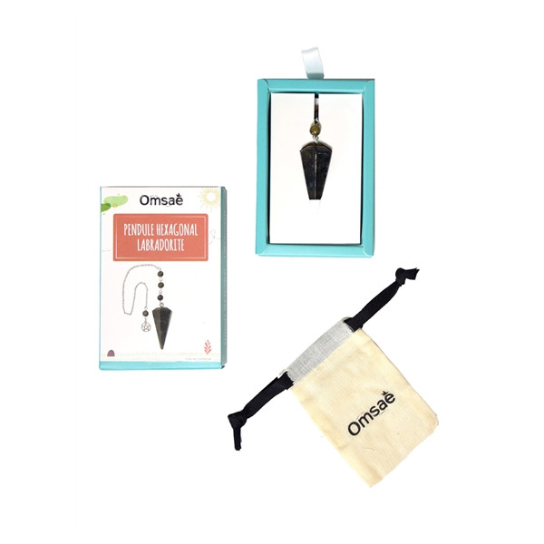 Pendule Hexagonal en Labradorite et charm Pentacle