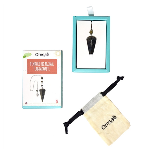 Pendule Hexagonal en Labradorite et charm Pentacle
