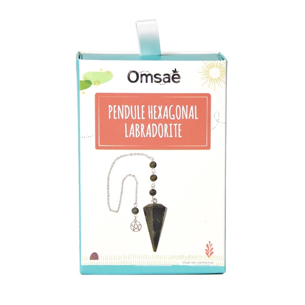 Pendule Hexagonal en Labradorite et charm Pentacle