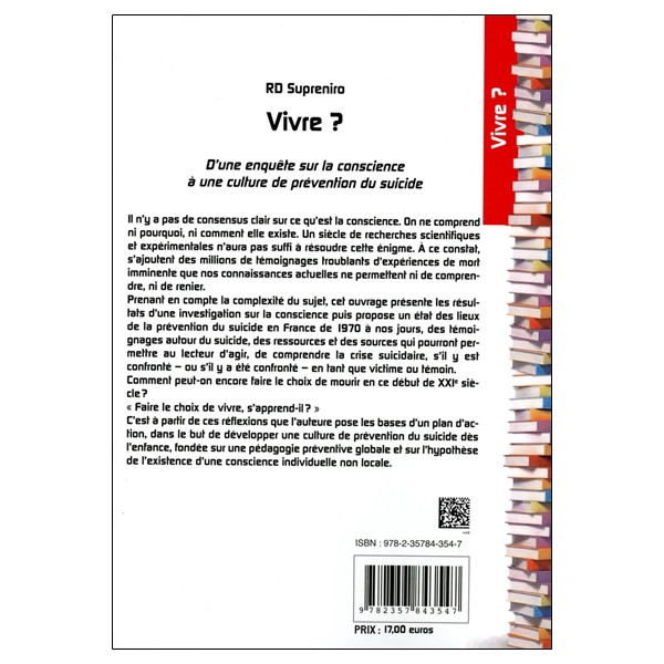 Vivre ? D'une enquête sur la conscience à une culture de prévention du suicide