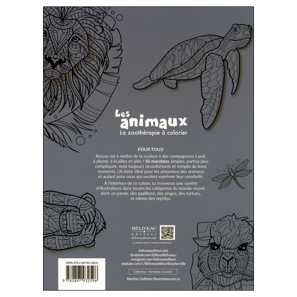 50 mandalas - Les animaux - La zoothérapie à colorier